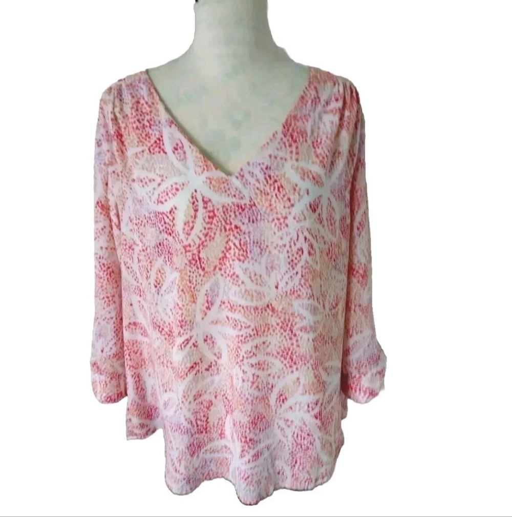 💖Zac & Rachel Pink V-Neck lightweight Blouse size 2X 💖